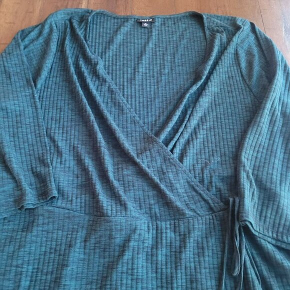 Torrid Ribbed Knit Surplice Wrap Midi Dress - Picture 3 of 8